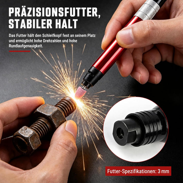 Micro Stabschleifer, Mini Druckluft Stabschleifer Druckluftschleifer,65000 U/Min Luftschleifer Gerad