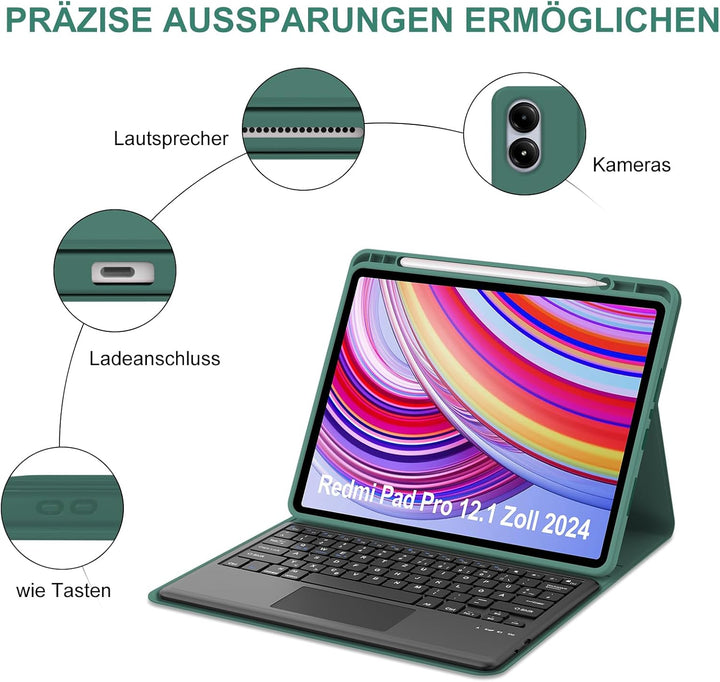 IVEOPPE Tastatur für Redmi Pad Pro 12.1 Con Touchpad, Hülle Tastatur für Redmi Pad Pro 2024, Bluetoo