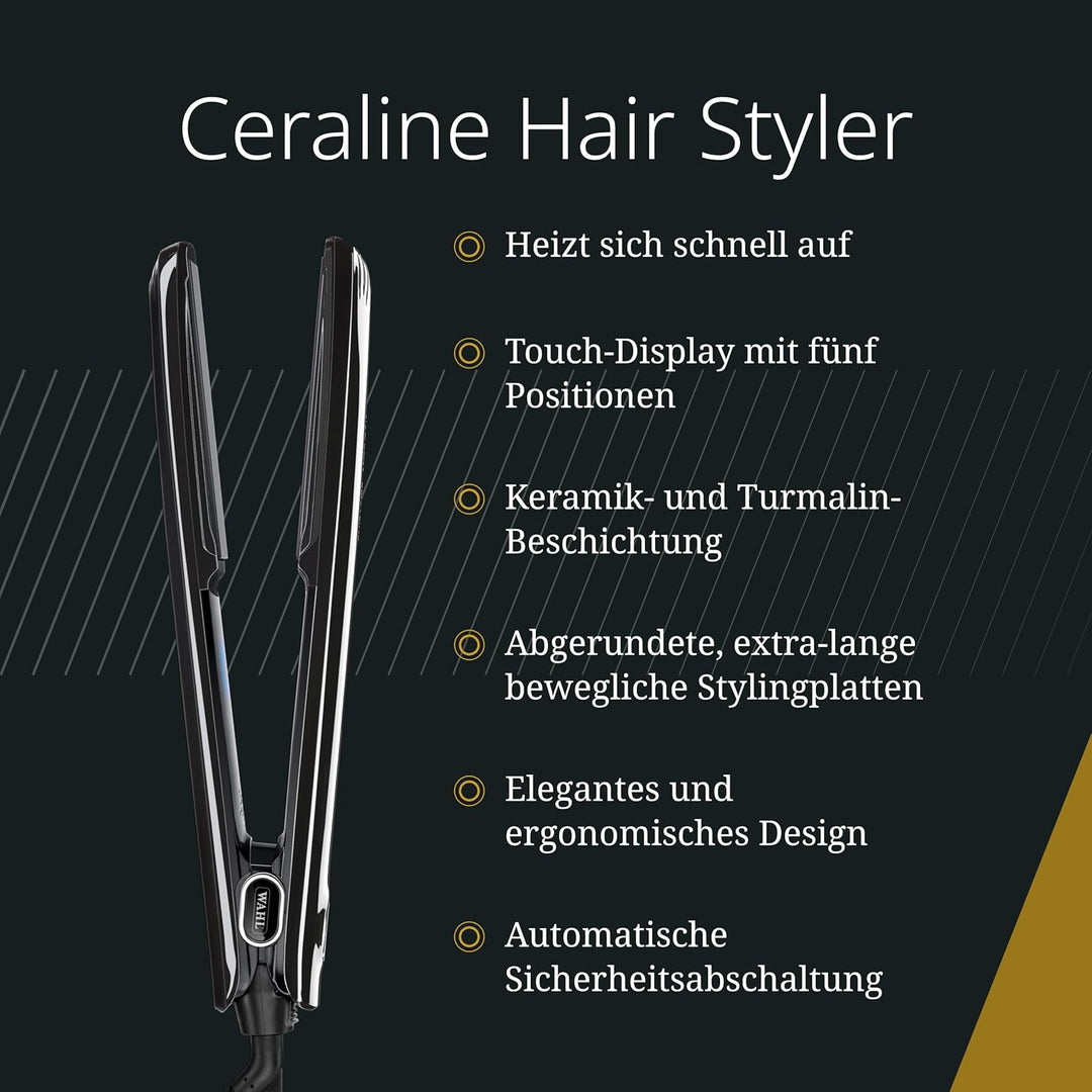 Wahl Ceraline - Premium-Keramik-Turmalin-Glätteisen mit Touch-Display - Gesundes Haar, Seidiger Glan