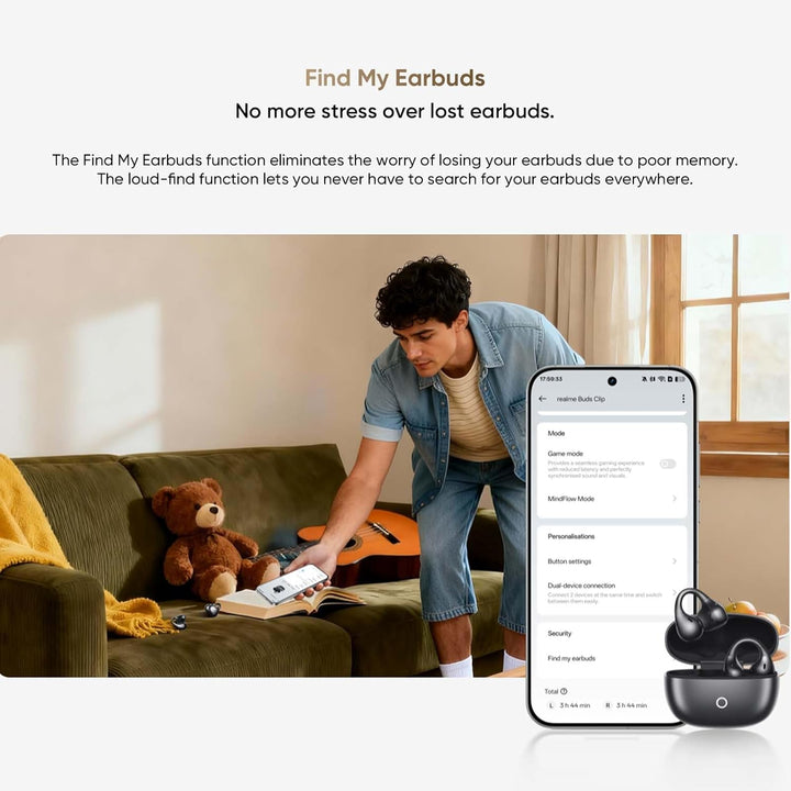 realme Buds Clip Leichte Open Ear Kopfhörer mit NextBass & 36h Spielzeit, IP55, AI-Übersetzer, Dual