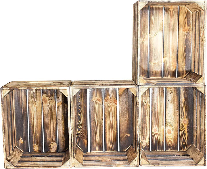 4er Set - flammbierte Obstkiste 50x40x30cm