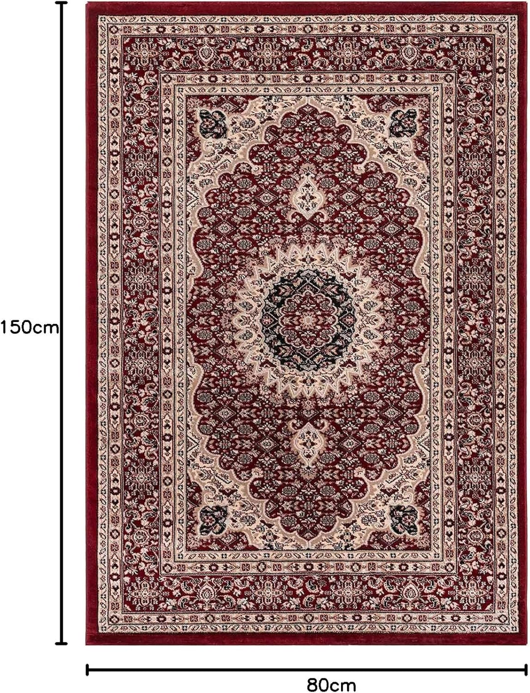 VIMODA Klassisch Orient Teppich dicht gewebt in Dunkel Rot, Masse:80 x 150 cm 80 x 150 cm Rot, 80 x
