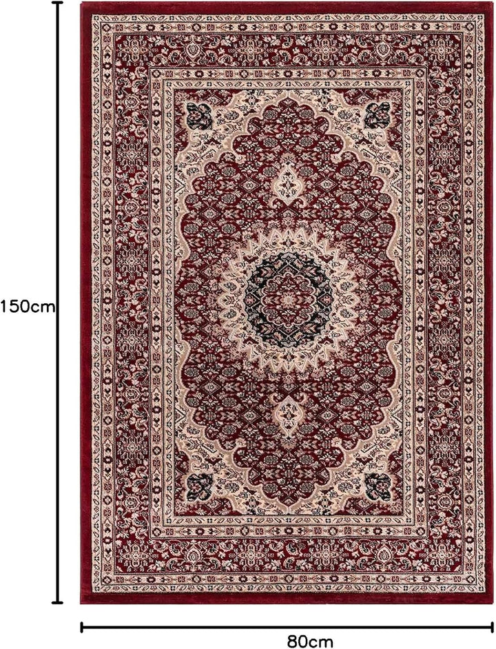 VIMODA Klassisch Orient Teppich dicht gewebt in Dunkel Rot, Masse:80 x 150 cm 80 x 150 cm Rot, 80 x