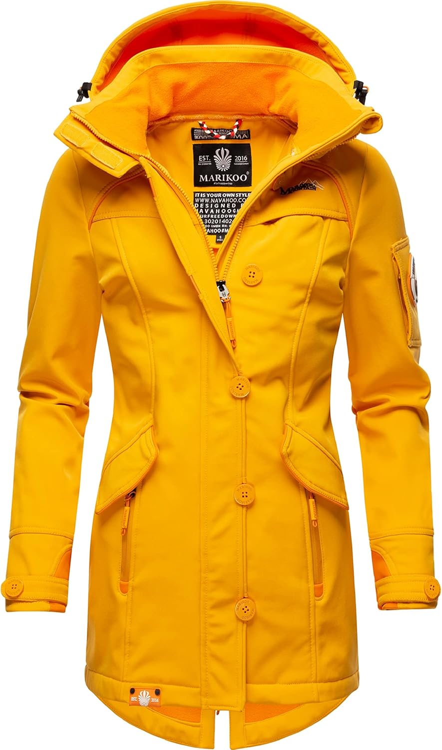 MARIKOO Damen Outdoor Parka Kurzmantel Outdoor Mantel wasserdicht mit Kapuze Soulinaa XS Amber Yello