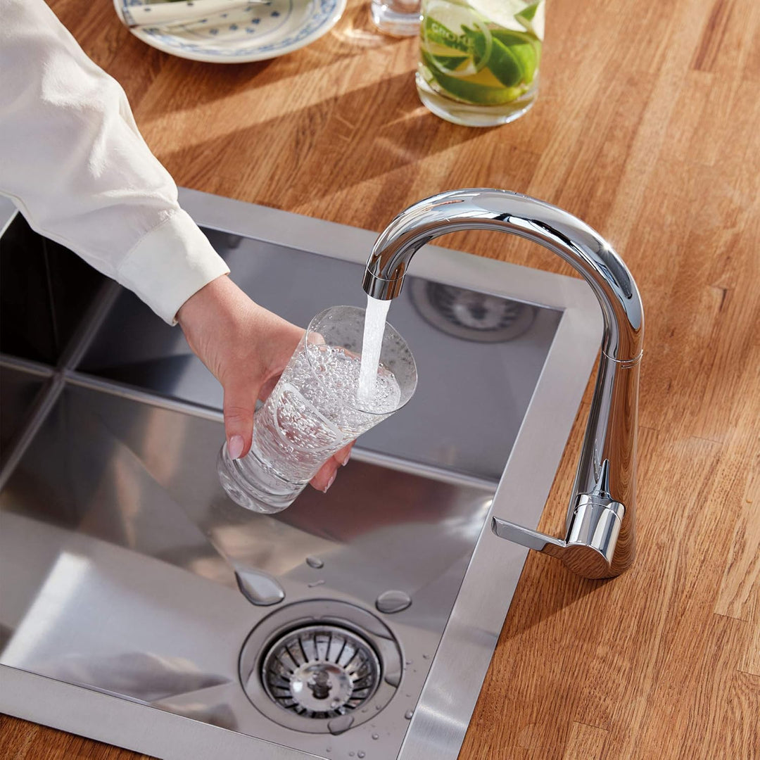GROHE 30026002 - Zedra grifo de una agua fregadero C-caño, Silber