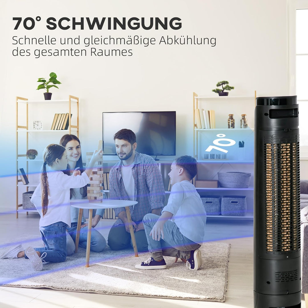 HOMCOM Luftkühler Turmventilator mit Wasserkühlung Luftbefeuchtung 60W leise Standventilator mit 12h