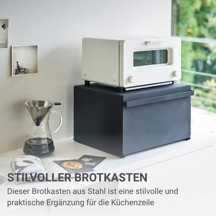YAMAZAKI 4353 Tower Brotkasten, Stahl, Holz, Silikon,