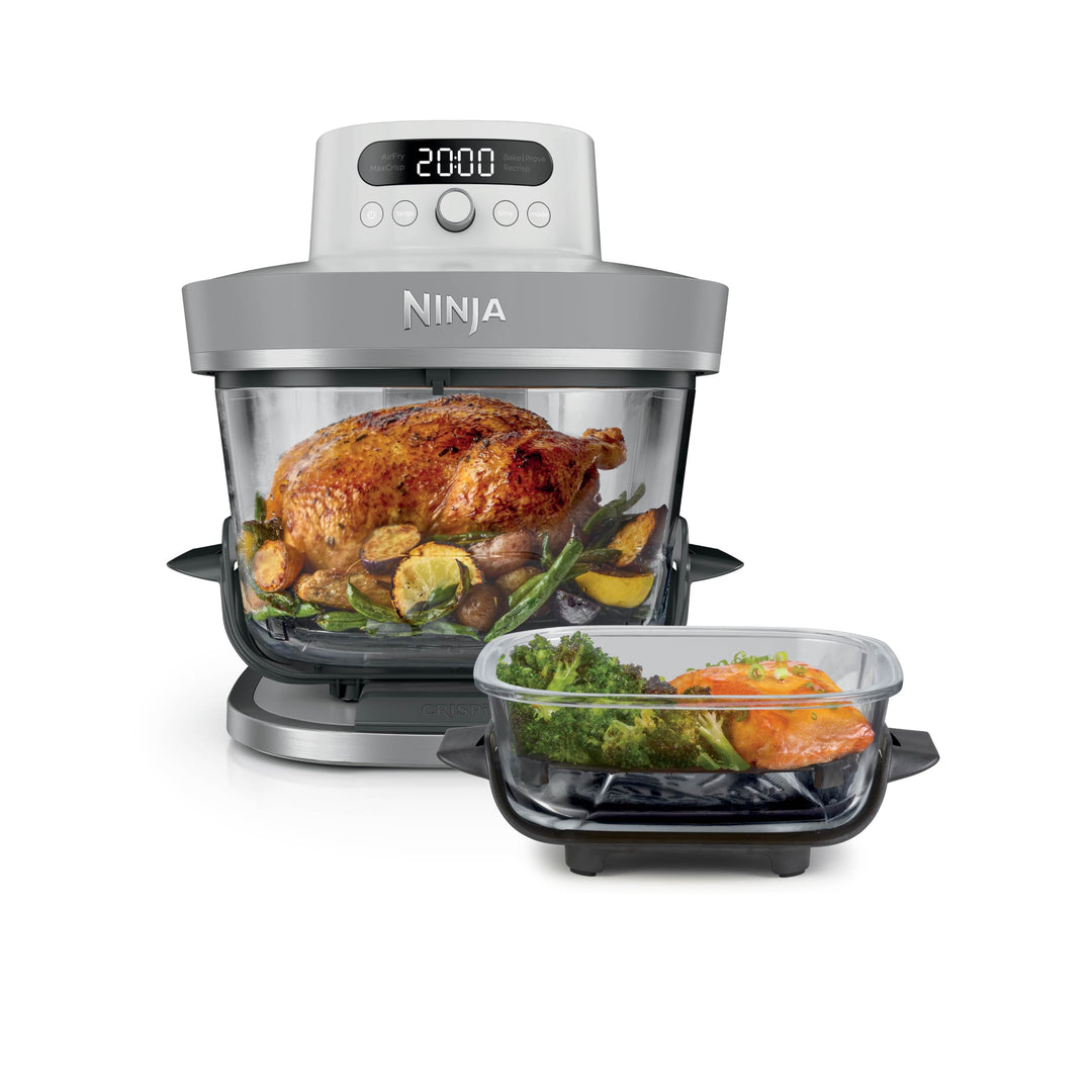 Ninja CRISPi PRO XL Glas-Heissluftfritteuse (Air-Fryer), Weiss AS090EUWH | 5 voreingestellte Zuberei