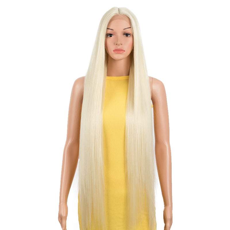 DÉBUT Lace Front Perücke Super lange Glatte Perücke für Damen 95 cm 260g Kunsthaar Hitzebeständige F
