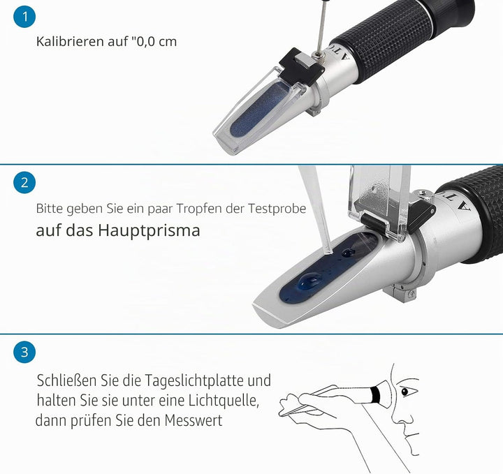 AUTOUTLET Refraktometer Brix Zucker 0-32% zuckergehalt messgerät mit ATC, Plastiktropfen, Reinigungs