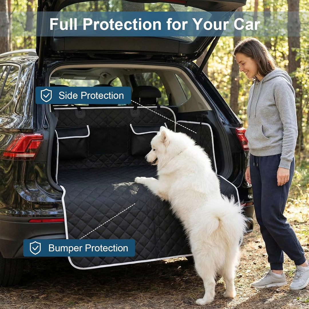 Kofferraumschutz Hund mit Seiten- & Ladekantenschutz – Universal Hundedecke Auto Kofferraum mit Tasc
