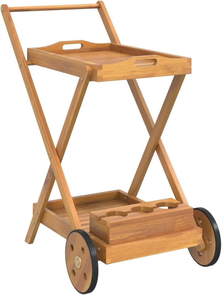 ARKEM Teewagen 54x87x90 cm Massivholz Akazie Teewagen Mit Rollen Garten Servierwagen