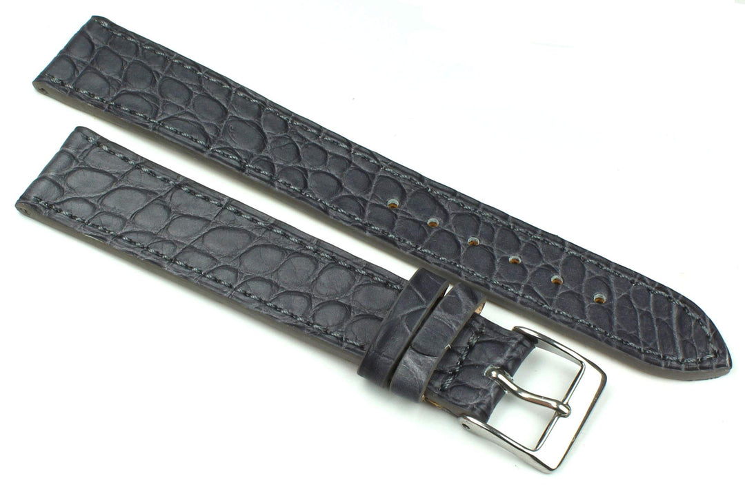 18mm XL Echt Alligator Klassik handgemacht in Deutschland Uhrenarmband Grau