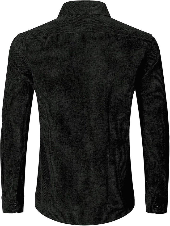 Elegancity Herren Hemd Cord Langarm Freizeithemd Männer Jacke Regular Fit Button Up Hemdjacke Mit Kl