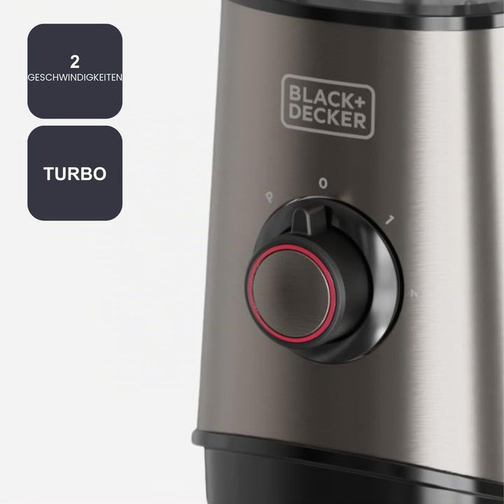 Black+Decker - Standmixer 800W | 1,5L Glasbehälter | 4 Edelstahlklingen | Pulsfunktion & Easy-Clean