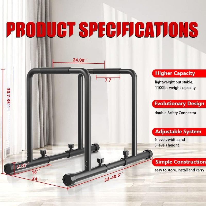 YOLEO Dip-Bars Parallele Dip Bars Klimmzugstation, rutschfester Griff, abnehmbare Stange, verstellba