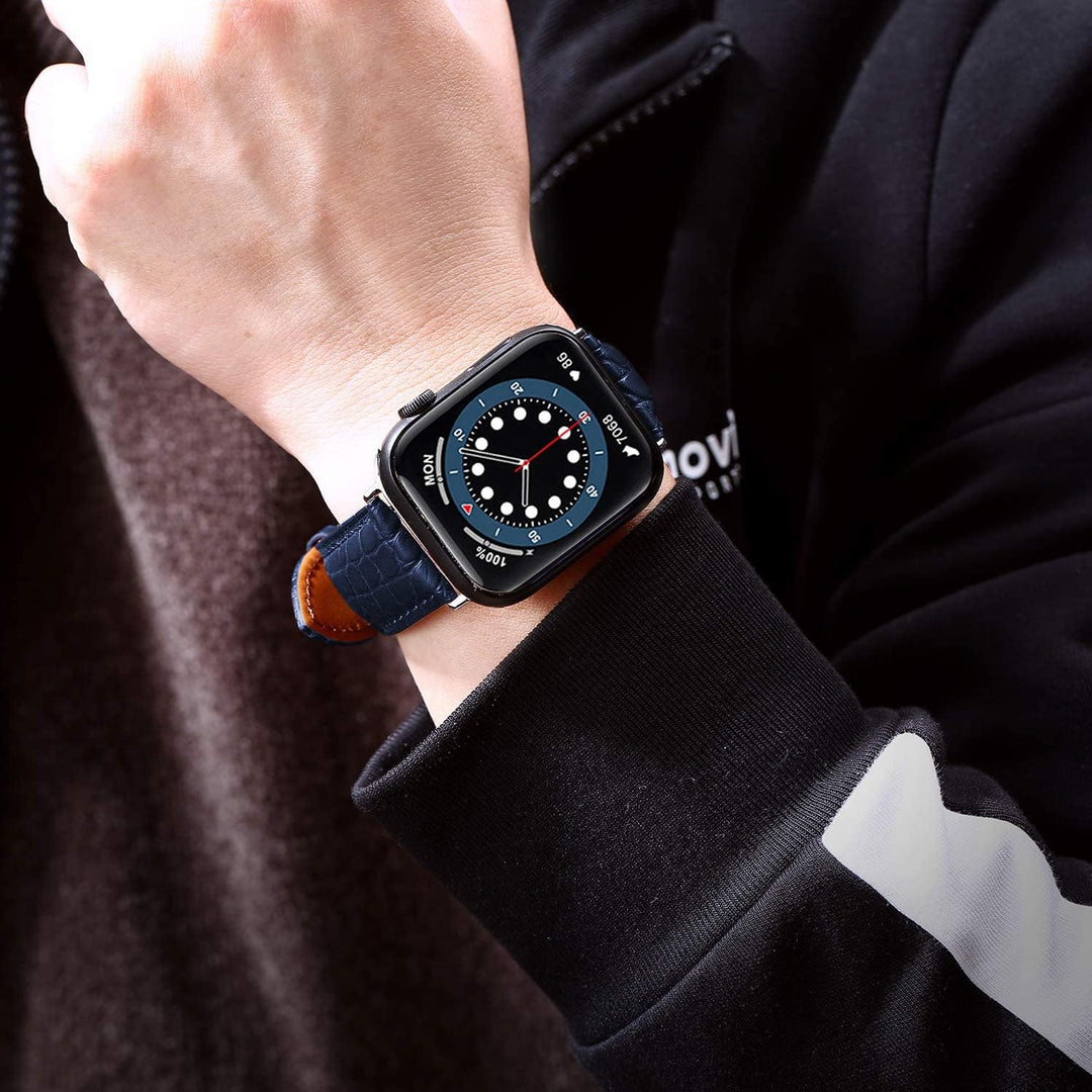 Krokodil Armband Kompatibel mit Apple Watch Armband 41mm 40mm 38mm Leder Alligator Ersatzarmband Kom