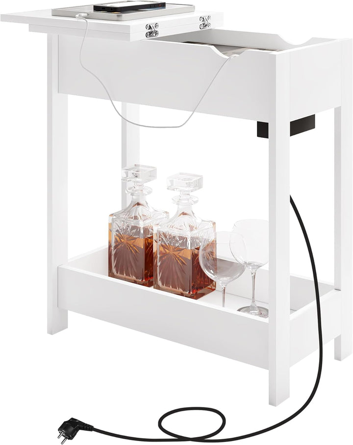 EUGAD Beistelltisch, Nachttisch mit Steckdose, Sofatisch, Couchtisch, Kleiner Tisch, Konsolentisch,