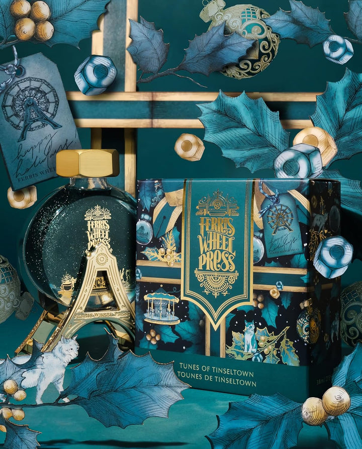 Ferris Wheel Press Fountain Pen Ink, Everyday Ink Collection,Deep teal with dual metallic (silver an