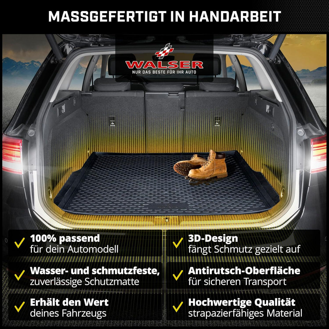 WALSER XTR Kofferraumwanne kompatibel mit Audi A4 Avant 02/2000-06/2008, 100% passgenaue Antirutschm