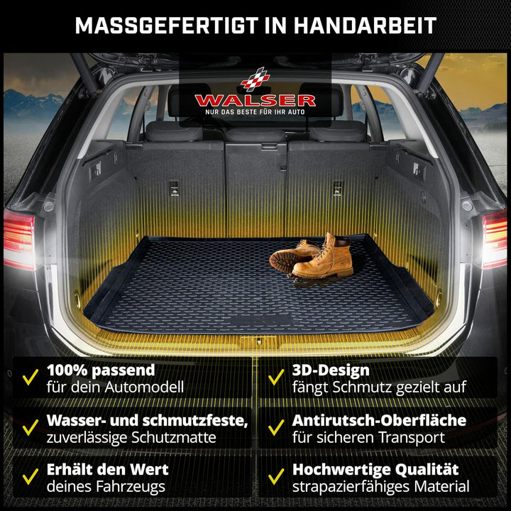 WALSER XTR Kofferraumwanne für VW Passat (B6) Limousine 2005-2010, 100% passgenaue Antirutschmatte A