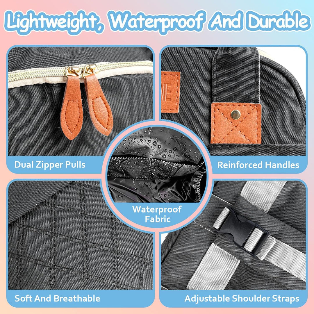 Wickeltasche Rucksack，Wickelrucksack Gross，Multifunktional Diaper Bag mit Mobiler Wickelauflage，Wass