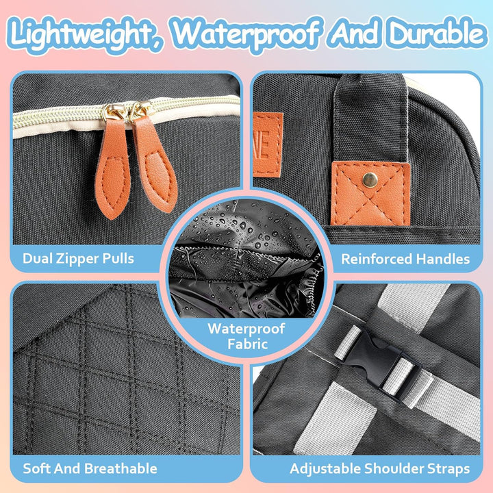 Wickeltasche Rucksack，Wickelrucksack Gross，Multifunktional Diaper Bag mit Mobiler Wickelauflage，Wass
