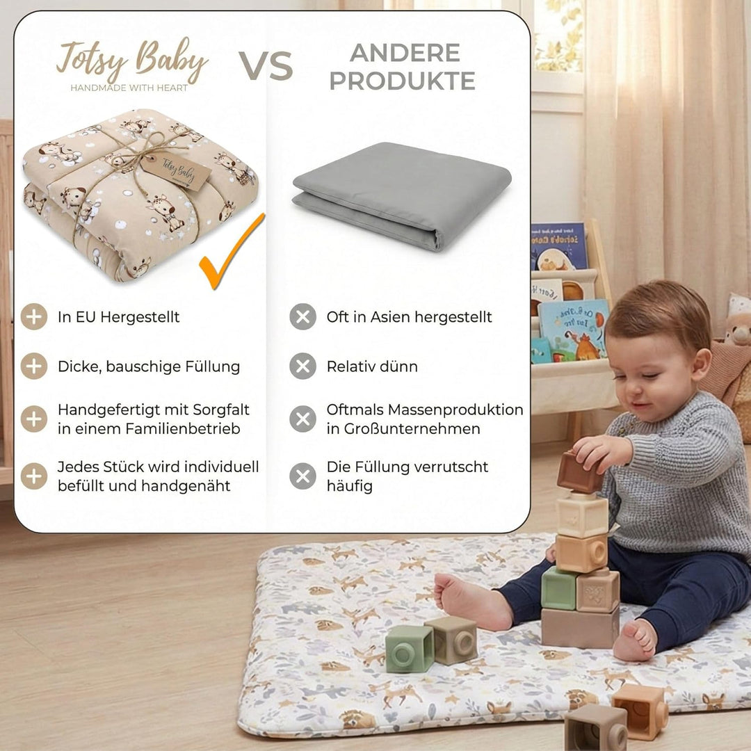 Krabbeldecke für baby Spieldecke 100x100 cm gepolstert - krabbelteppich gross dicke faltbare Laufgit