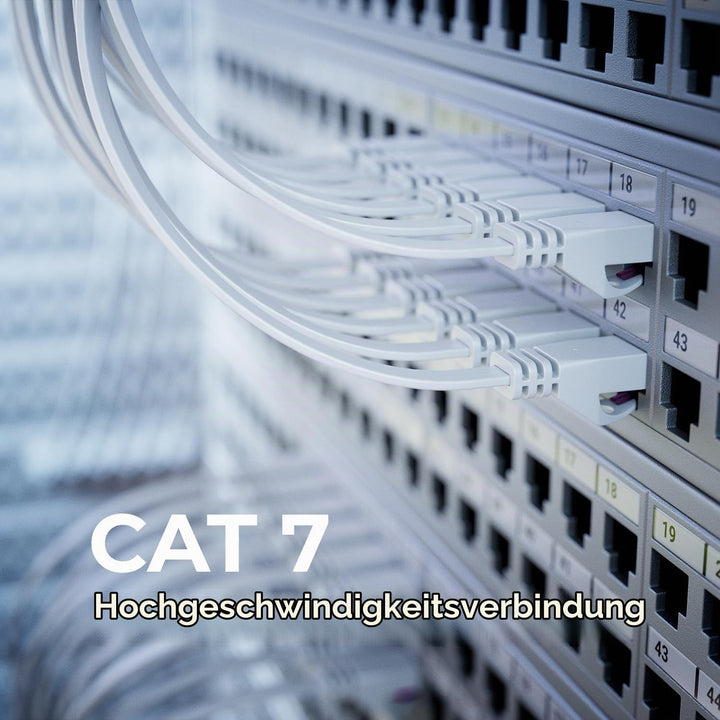 deleyCON 10x 2m Flaches CAT7 Netzwerkkabel (CAT 7 mit 10 Gbit/s) Gigabit LAN - RJ45 Ethernet Langes