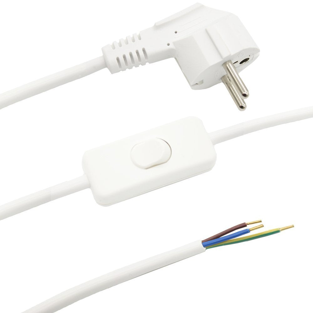 Zuleitung mit Stecker und Schalter 3 Meter Weiss Anschlusskabel Netzkabel Stromkabel mit Schnurzwisc