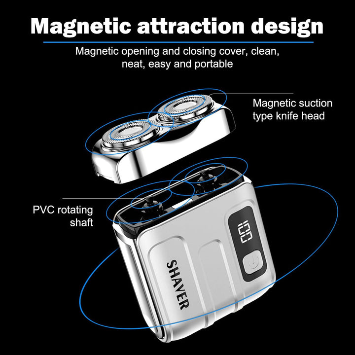 Mini Rasierer Herren Elektrisch, Tragbar Magnetisch Elektrorasierer Herren USB Wiederaufladbare Nass