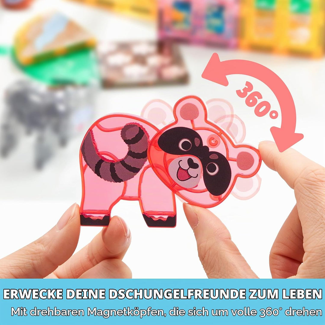SYNCFUN Magnetische Bausteine,50 Teile Tieren Magnetische Blöcke Bauspielzeug,STEM Magnet Spielzeug
