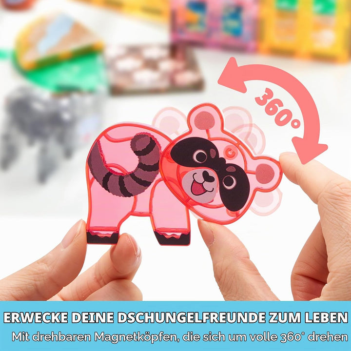SYNCFUN Magnetische Bausteine,50 Teile Tieren Magnetische Blöcke Bauspielzeug,STEM Magnet Spielzeug