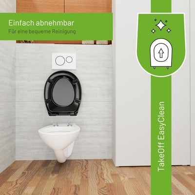 LUVETT® WC-Sitz S100 mit Glitzer-Steinen, oval, mit Absenkautomatik SoftClose®, abnehmbar, antibakte