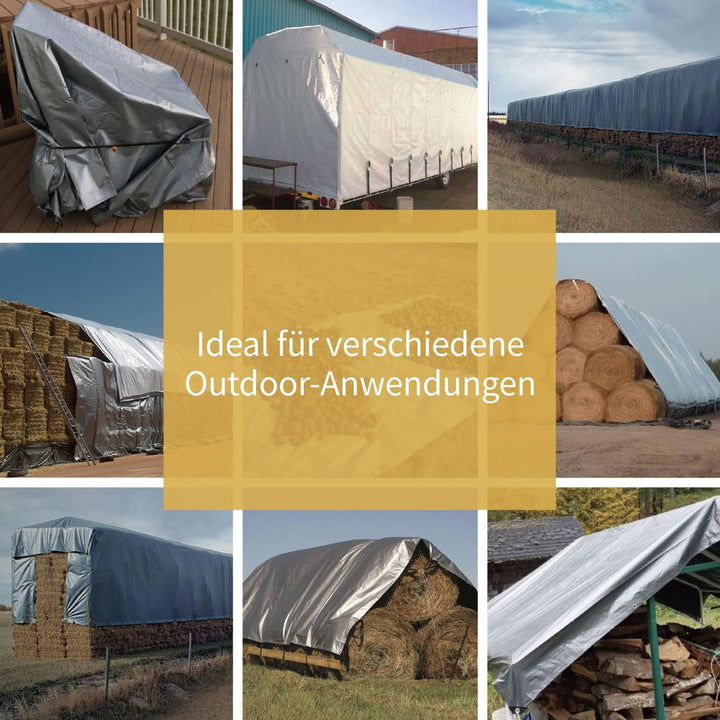 GUARD SHIELD Abdeckplane mit Ösen Wasserdicht 5m x 5m Grau Plane Gewebeplane 160g/㎡ Schutzplane Allz