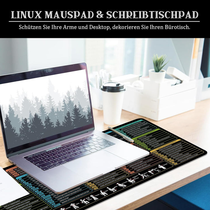 Linux Shortcuts Mauspad Deutsch Schreibtischunterlage 80x30x0.3cm Gross Gaming Mousepad XL & Desk Pa