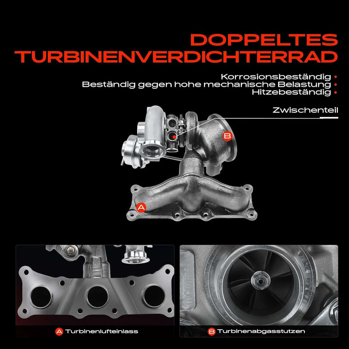 Frankberg Turbolader Benzin Kompatibel mit 1er E82 E88 135 M 3.0L 2007-2013 3er E90 E91 E92 E93 335