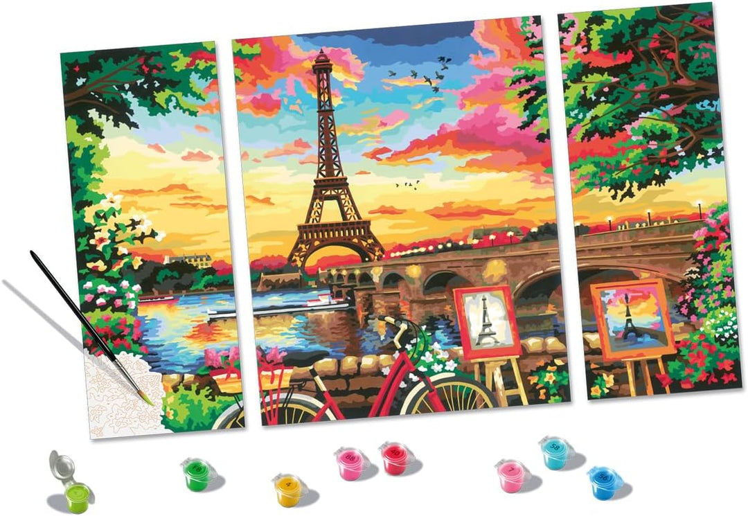 Ravensburger CreArt 20134 - Spiegelbild von Paris - Triptychon Malen nach Zahlen Erwachsene, DIY Mal
