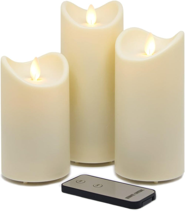 Dekovita Edelstahl-Laterne Set - 50cm Gartenlaterne mit 3 Outdoor LED Kerzen in Creme-Weiss 13/15/18