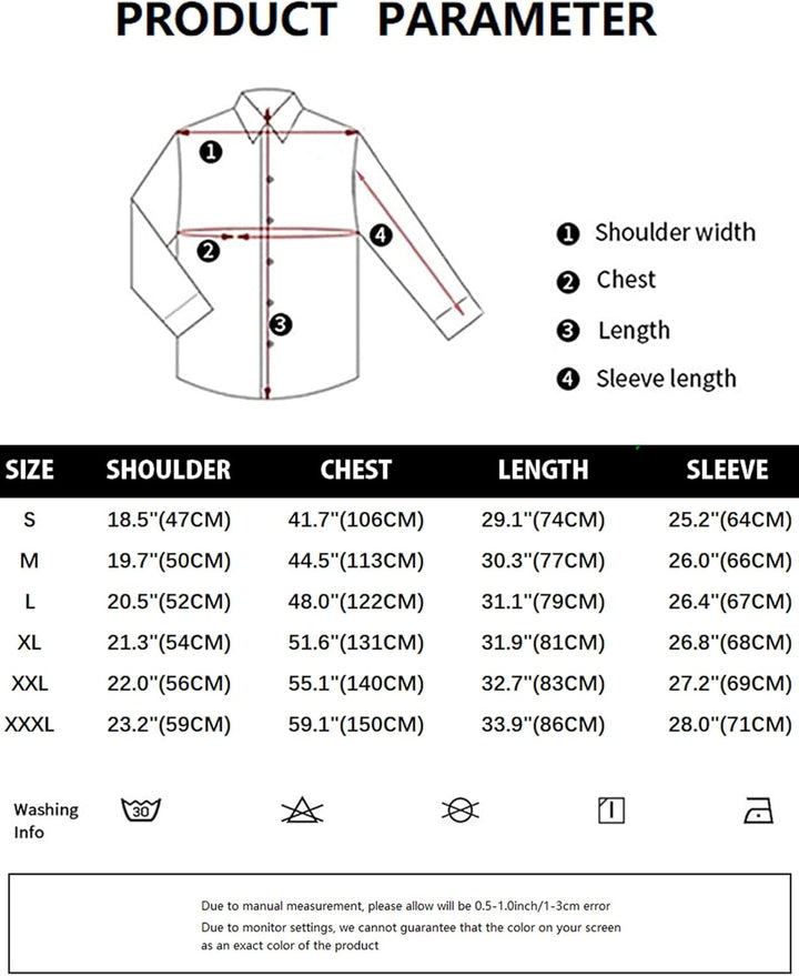 PARKLEES Herren Regular Fit Kleid Hemd Solide Faltenfrei Langarm Casual Business Button Up Hemden mi