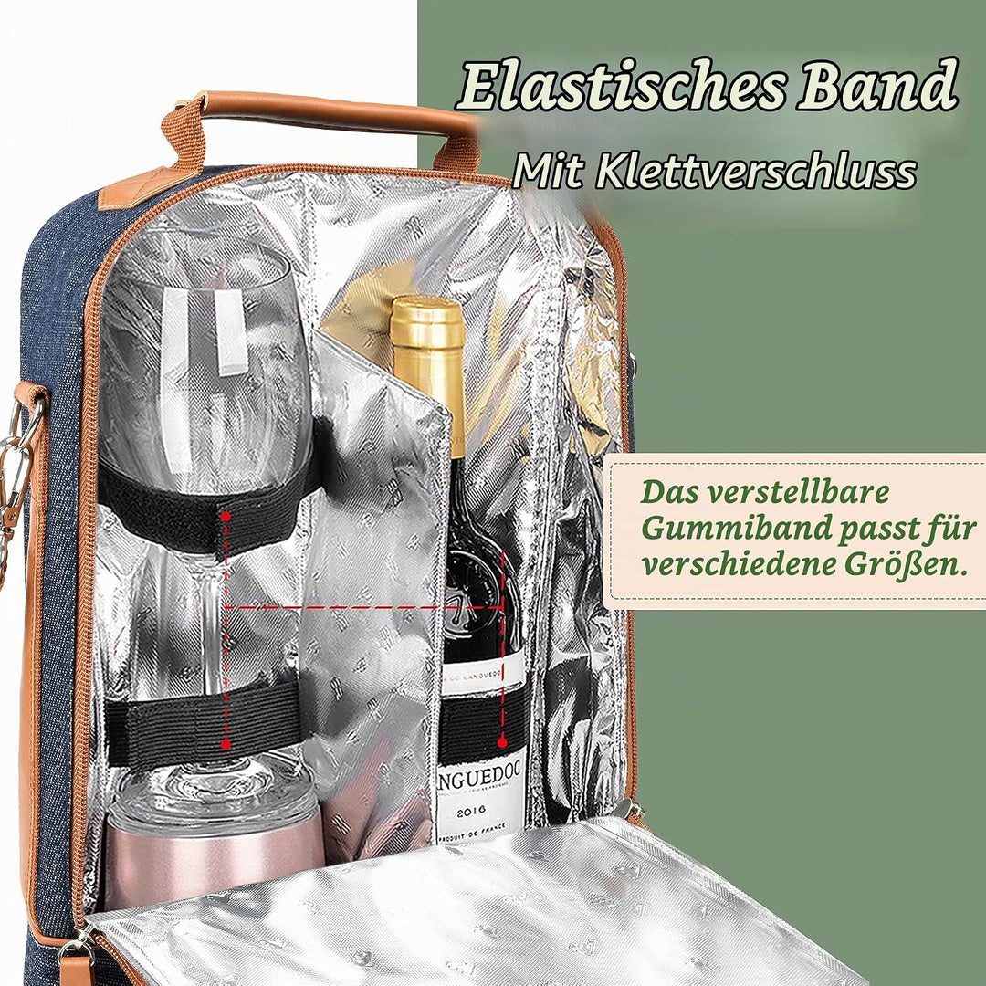 Kato Tirrinia 2 Flaschen Eisbeutel Isolierte Weintasche Tragbare Weintasche mit Tragegurt für Glas W