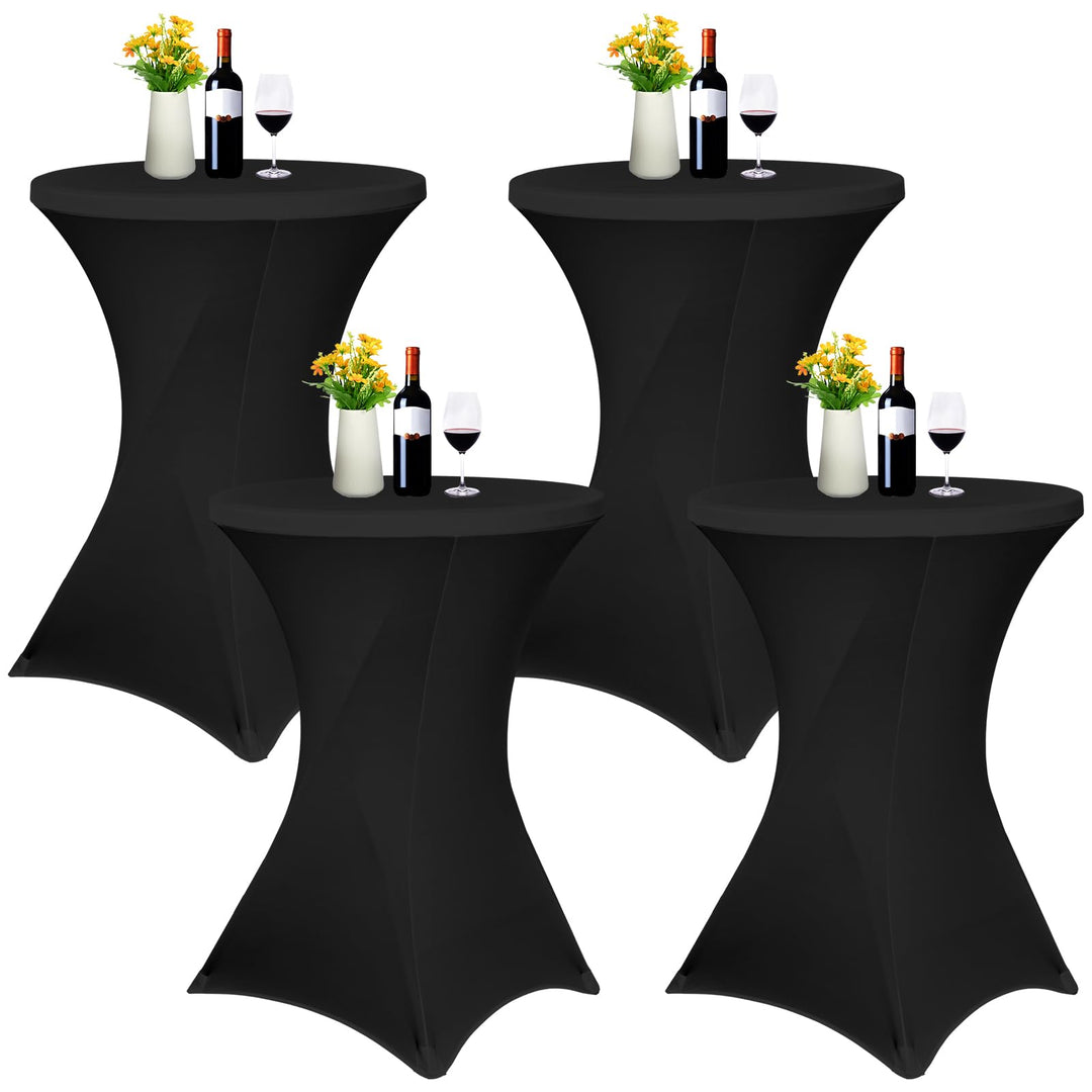 4er-Set Stretch Stehtisch Husse für Bistrotisch Ø 80-85 cm Elegante ,Verstärkung im Fussbereich,40°C