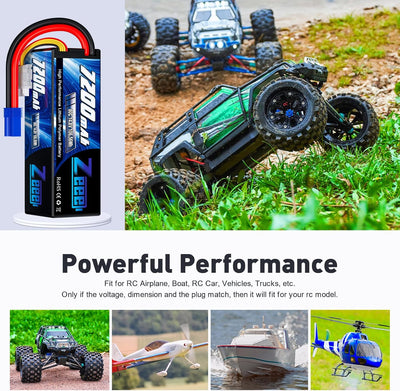 Zeee 4S Lipo Akku 14,8V 80C 7200mAh RC Akku Hartschalenk mit EC5 Anschluss für RC Auto LKW Tank Bugg