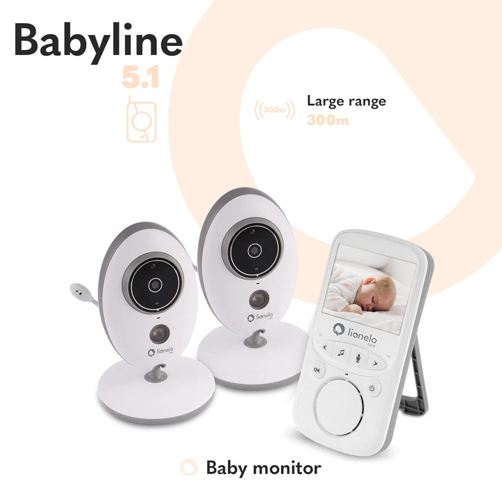 LIONELO Babyline 5.1 Babyphone mit Kamera Zweiwege-Kommunikation, Reichweite von 300 Meter, Zwei Kam