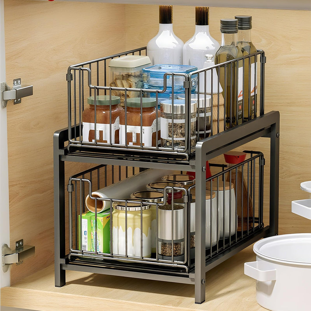 LANTUS Organizer mit Schublade unter der Spüle, Schiebeschrank, Schiebekorb, Gewürzhalter, Snackhalt