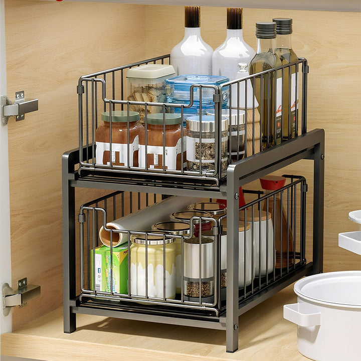 LANTUS Organizer mit Schublade unter der Spüle, Schiebeschrank, Schiebekorb, Gewürzhalter, Snackhalt