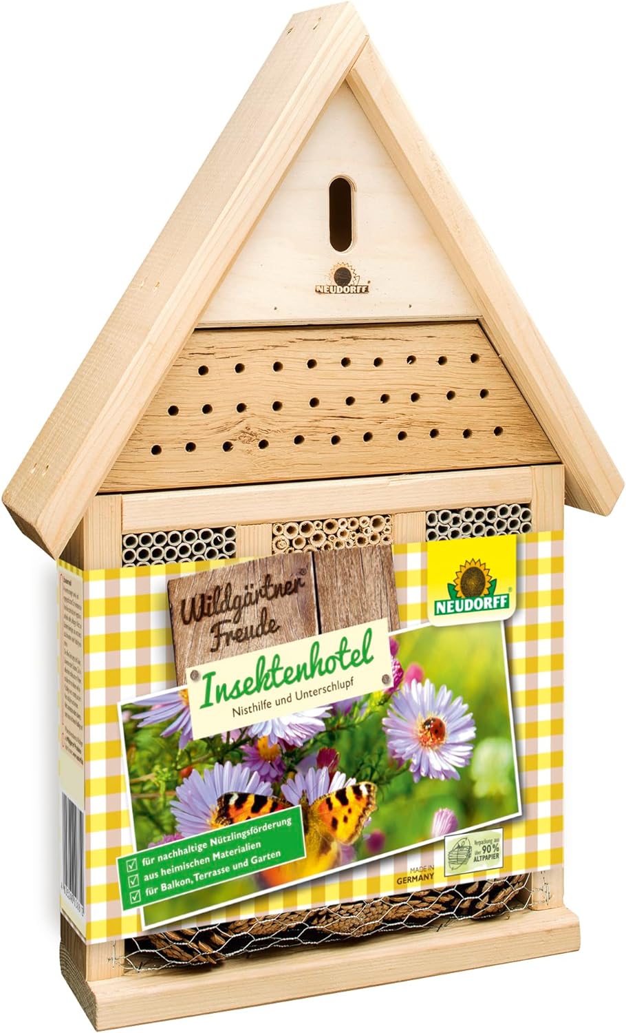 Neudorff Wildgärtner Freude Insektenhotel als Nist- und Überwinterungshilfe für Wildbienen, Marienkä