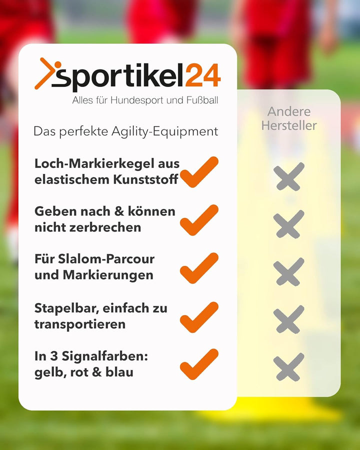 Loch-Markierkegel 30 cm – Soft-Pylone – Markierkegel – 5 im Set – Fussball, Hundetraining, Kitas & P