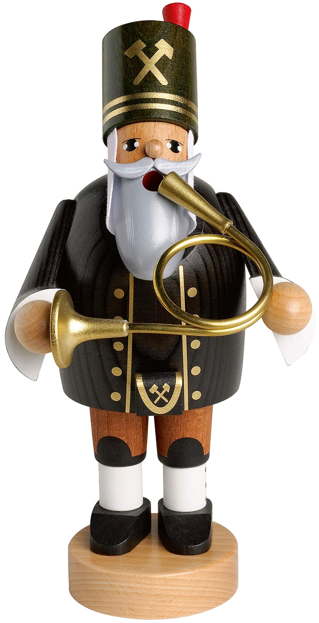 KWO Olbernhau 21180 Räuchermännchen Bergmann mit Horn, 20 cm