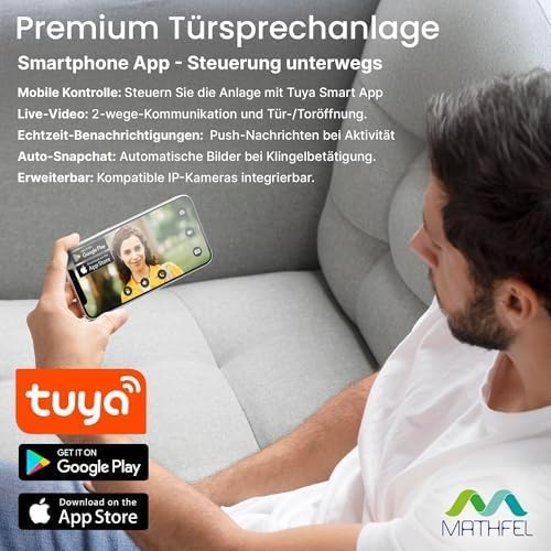 MATHFEL 2 Draht Bus WLAN 2 Familienhaus Video Türsprechanlage Gegensprechanlage Fischaugenkamera 170